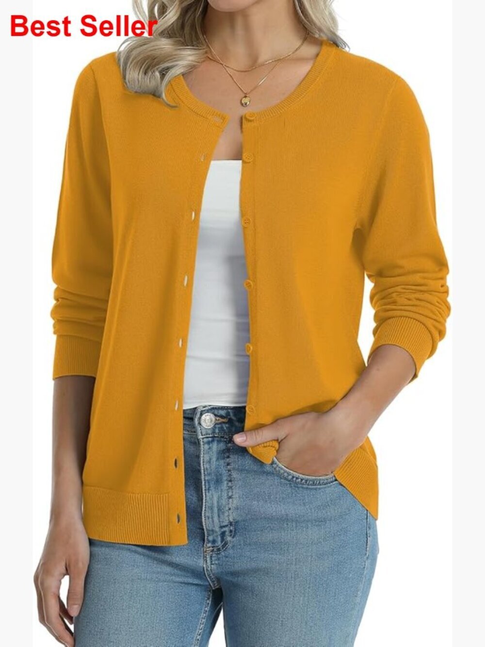 100% Cotton Lightweight Cardigan Long Sleeve Button Down Sweater